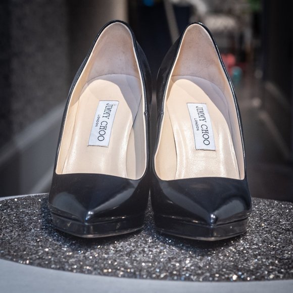 Jimmy Choo Asymmetric Black Pumps - Picture 2 of 4